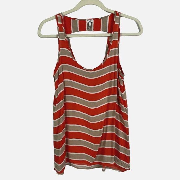 Splendid Orange/Coral, White, Tan Stripe Top, size small, 100% rayon - Picture 1 of 8